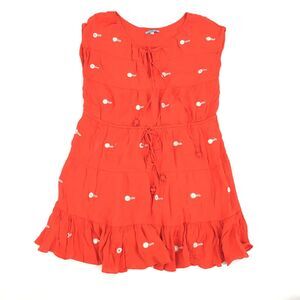 Anthropologie Leifnotes Espejo Mirror Dress Size 2 Womens Orange White Silver XS